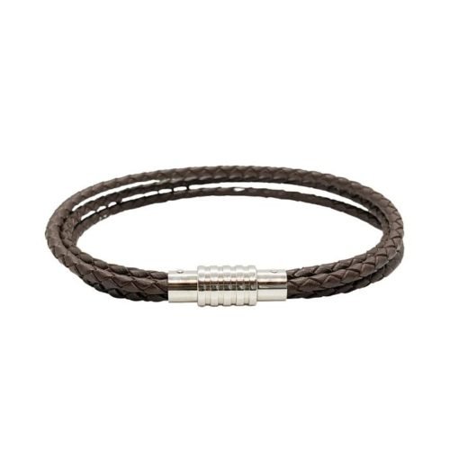 Pulsera de Cuero Café triple