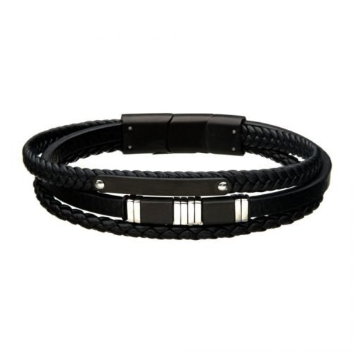 Pulsera de cuero trenzado negro