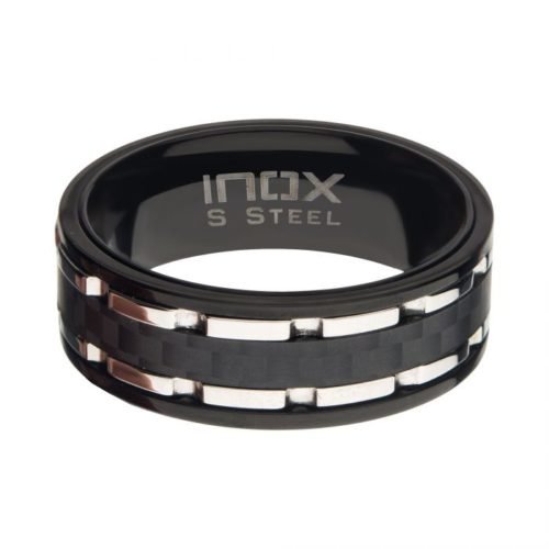Líneas de acero inoxidable/IP negro y anillo martillado de fibra de carbono - Imagen 2