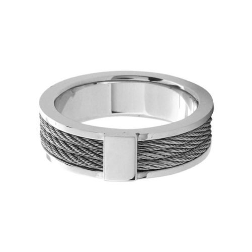 Anillo De Ajuste Cómodo Con Incrustaciones De Cable De Acero - Imagen 2
