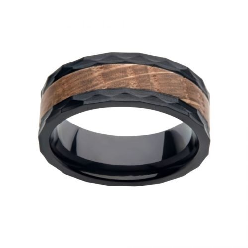 Correa para hombre de acero inoxidable con PVD negro e incrustaciones de madera - Image 2