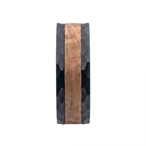 Correa para hombre de acero inoxidable con PVD negro e incrustaciones de madera - Image 3