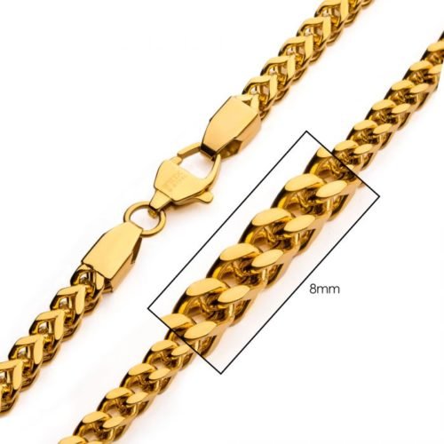 Cadena Franco chapado en oro de 18 quilates de 8 mm