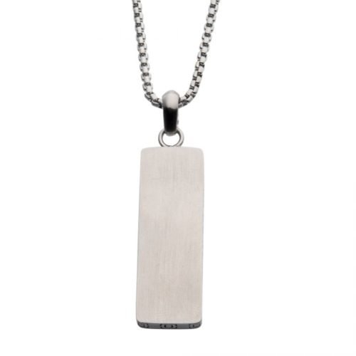 Colgante de gota grabable de acero con cadena de caja redonda