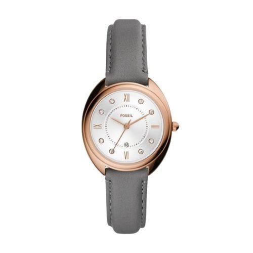 Gabby Three-Hand Date Gray Leather Watch