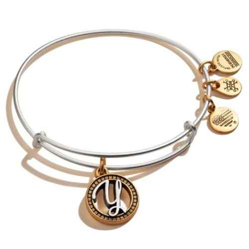 Alex And Ani Initial Y Two Tone Charm Bangle