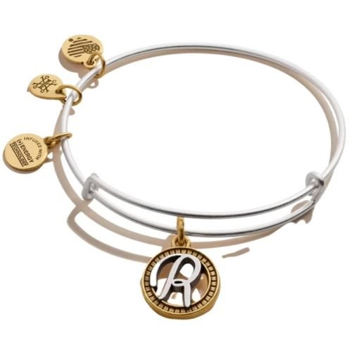 Initial R Charm Bangle, Two Tone