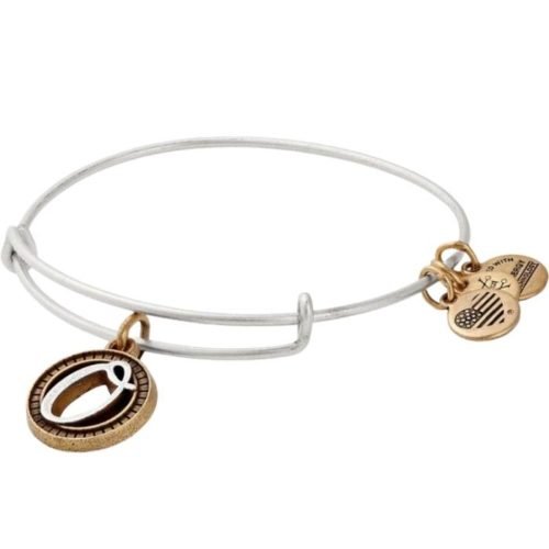 Initial O Charm Bangle, Two Tone