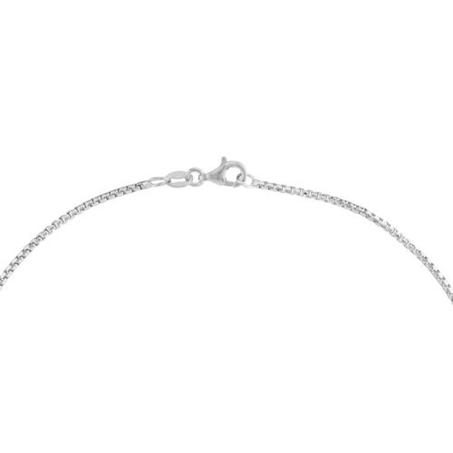 Sterling Silver Round Box Chain with Pear Lobster Lock - Imagen 2